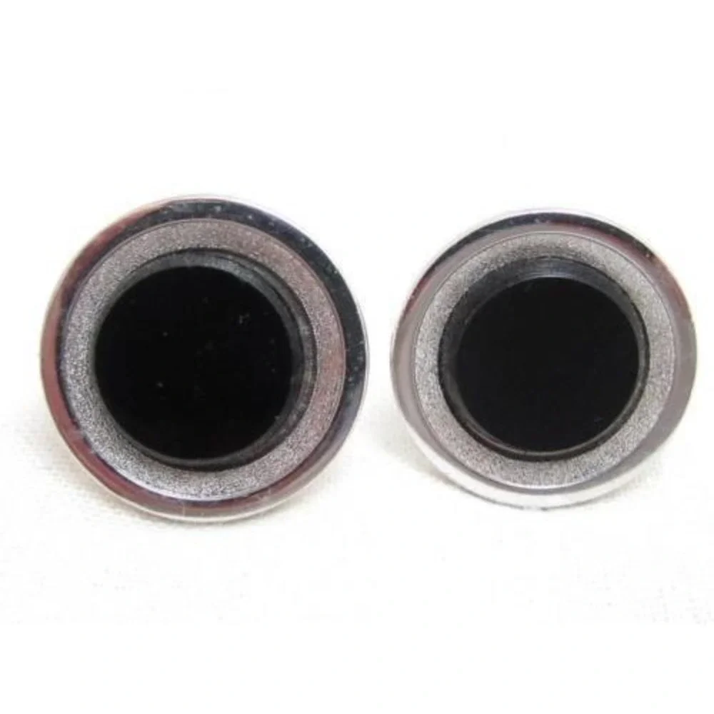 Vintage Silver Plated Black Cabochon Signed Hickok Cufflinks‎ Men's Jewelry